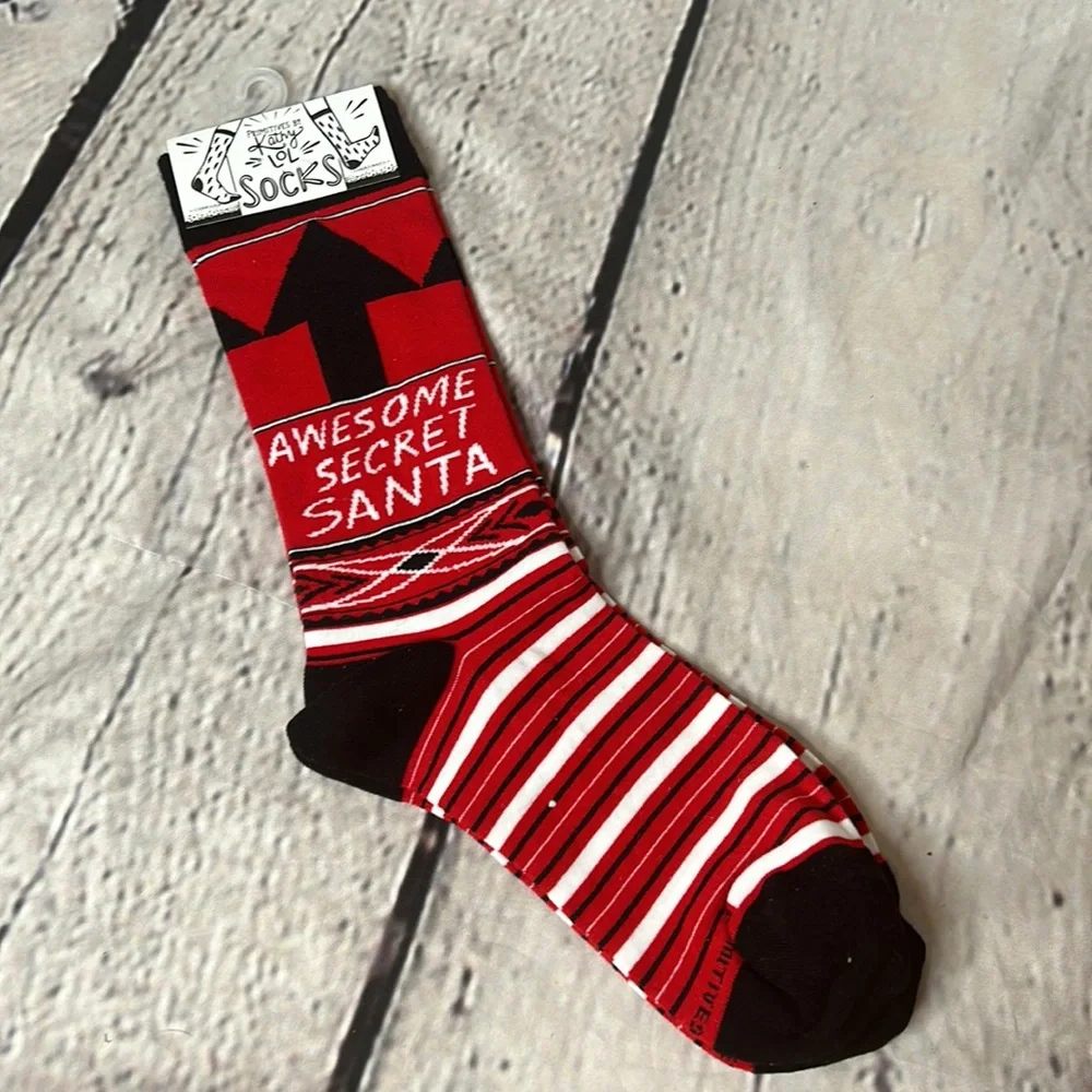 Primitives By Kathy LOL Red Black Secret Santa Christmas Socks Brand New W/Tags